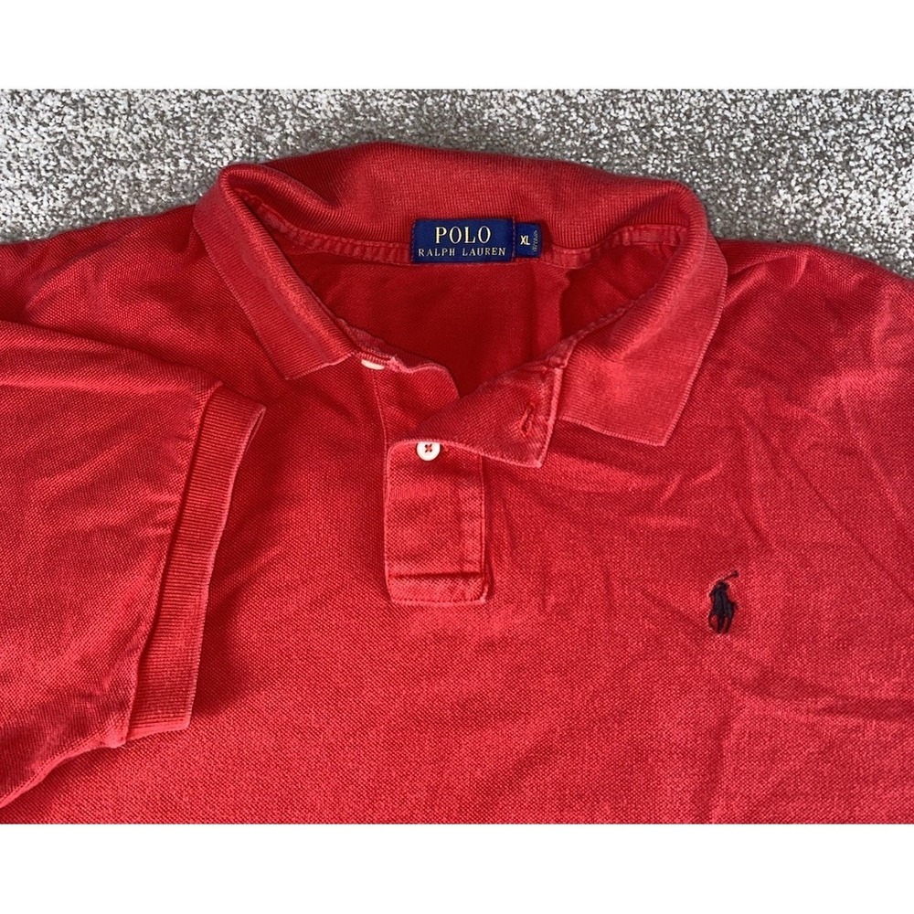 Polo Ralph Lauren Polo Shirt Mens XL Solid Red Cotton Black Pony Preppy Casual